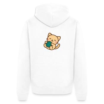 Cuddly kitten and blue ball - Unisex Premium Organic Zip Hoodie - white - Back - Thijin (182cm)