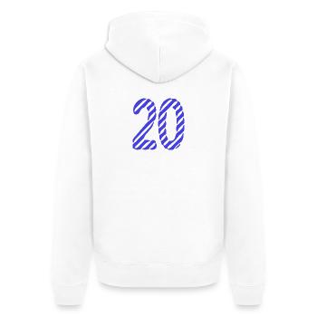 20. 20 ANS. 20e ANNIVERSAIRE. ANNIVERSAIRE 20 ANS. - Veste à capuche bio Premium Unisexe - blanc - Dos - Thijin (182cm)