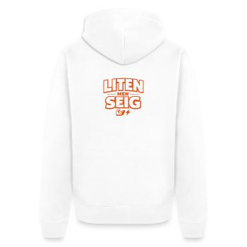 Klein, aber oho! - Unisex Premium Bio Zip Hoodie - Weiß - Hinten - Thijin (182cm)