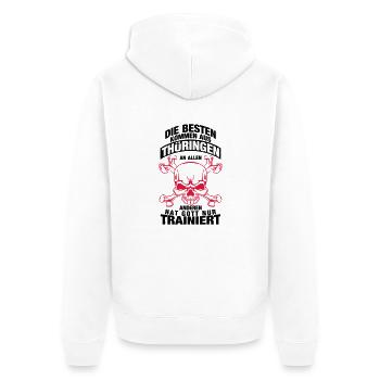 Thüringen - Unisex Premium Bio Zip Hoodie - Weiß - Hinten - Thijin (182cm)