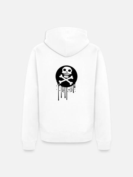 graffiti drip circle pirate logo rudder steering wheel on - Unisex Premium Organic Zip Hoodie - white