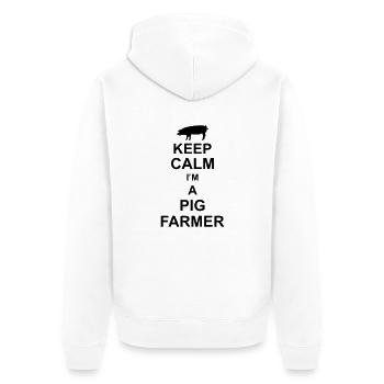 keep calm im a pig farmer kg10 - Unisex Premium Organic Zip Hoodie - white - Back - Thijin (182cm)
