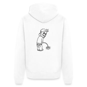 Pee Boy 2c - Unisex Premium Bio Zip Hoodie - Weiß - Hinten - Thijin (182cm)