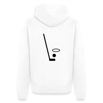 Golf - Ball vorm Loch - Unisex Premium Bio Zip Hoodie - Weiß - Hinten - Thijin (182cm)