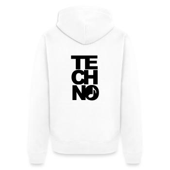 techno - Unisex Premium Organic Zip Hoodie - white - Back - Thijin (182cm)