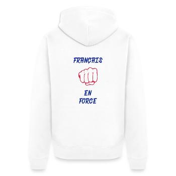 France Français Française French Frankreich - Unisex Premium Bio Zip Hoodie - Weiß - Hinten - Thijin (182cm)