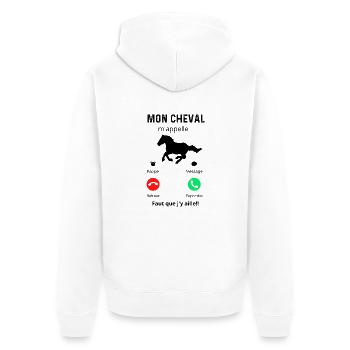 mon cheval m'appelle - Veste à capuche bio Premium Unisexe - blanc - Dos - Thijin (182cm)