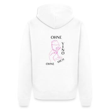 Ohne Vino ohne mich - Unisex Premium Bio Zip Hoodie - Weiß - Hinten - Thijin (182cm)