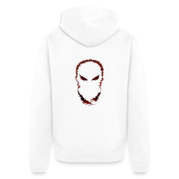COOLE MASKE - Unisex Premium Bio Zip Hoodie - Weiß - Hinten - Thijin (182cm)