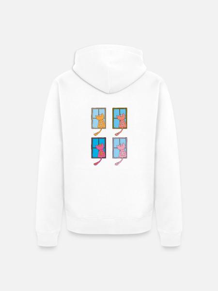 katzen am fenster bunt - Unisex Premium Bio Zip Hoodie - Weiß