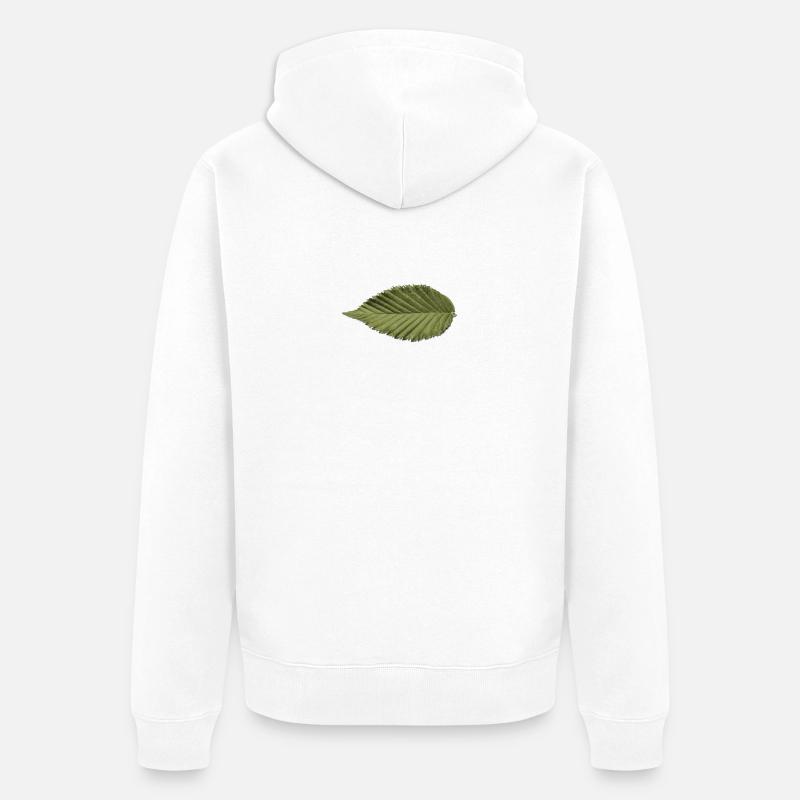 Structure foliaire : motif vert olive - Veste à capuche bio Premium Unisexe - blanc