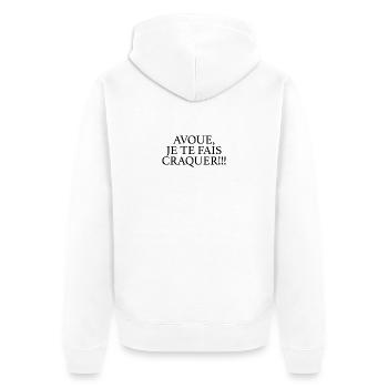 I MAKE YOU FALL IN LOVE - Unisex Premium Organic Zip Hoodie - white - Back - Thijin (182cm)
