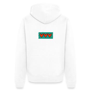 HERZ. HERZ. VALENTINSTAG. LIEBE. LIEBE. PAAR. - Unisex Premium Bio Zip Hoodie - Weiß - Hinten - Thijin (182cm)