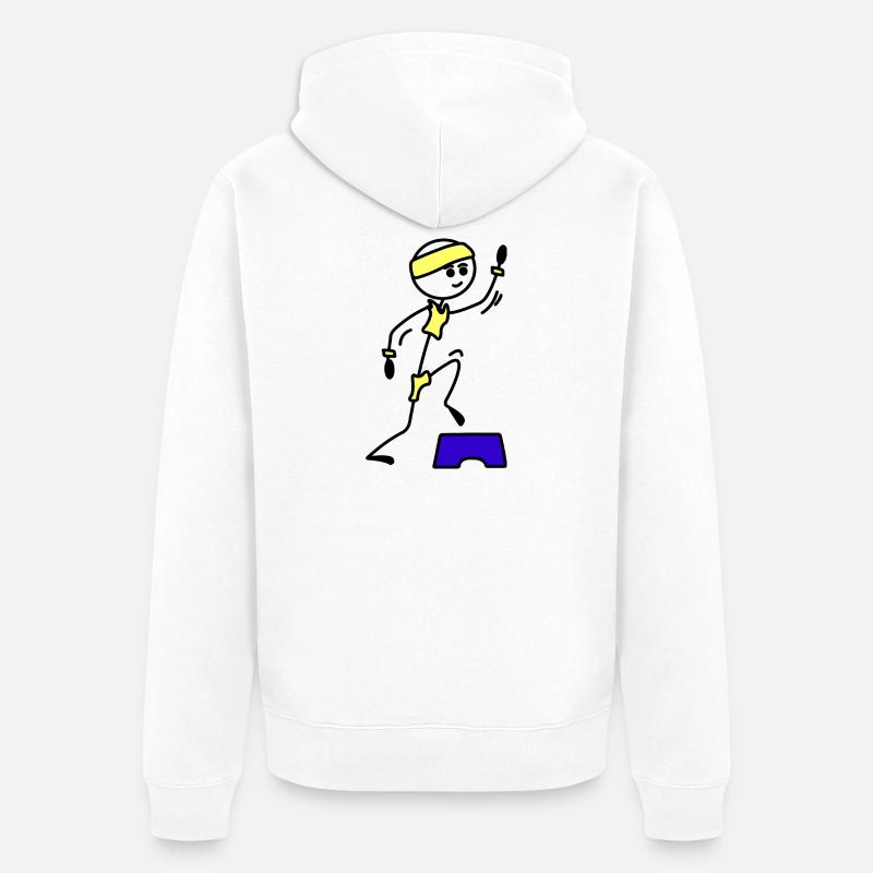 Schritte oder Aerobic Mädchen Trainingsübung - Unisex Premium Bio Zip Hoodie - Weiß