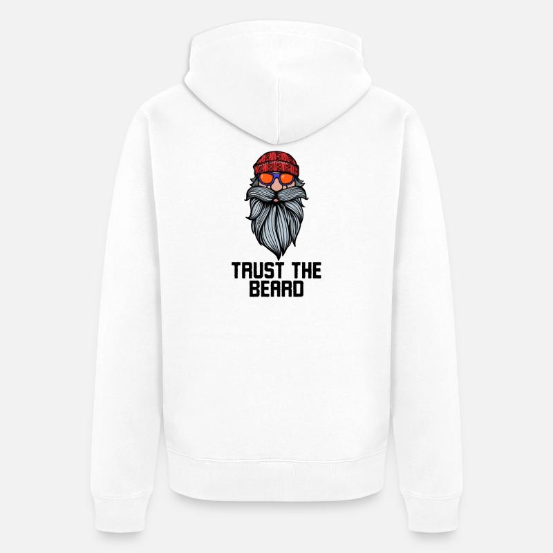 Gesichtsbehaarung Bart Statement Bärtig Vollbart - Unisex Premium Bio Zip Hoodie - Weiß