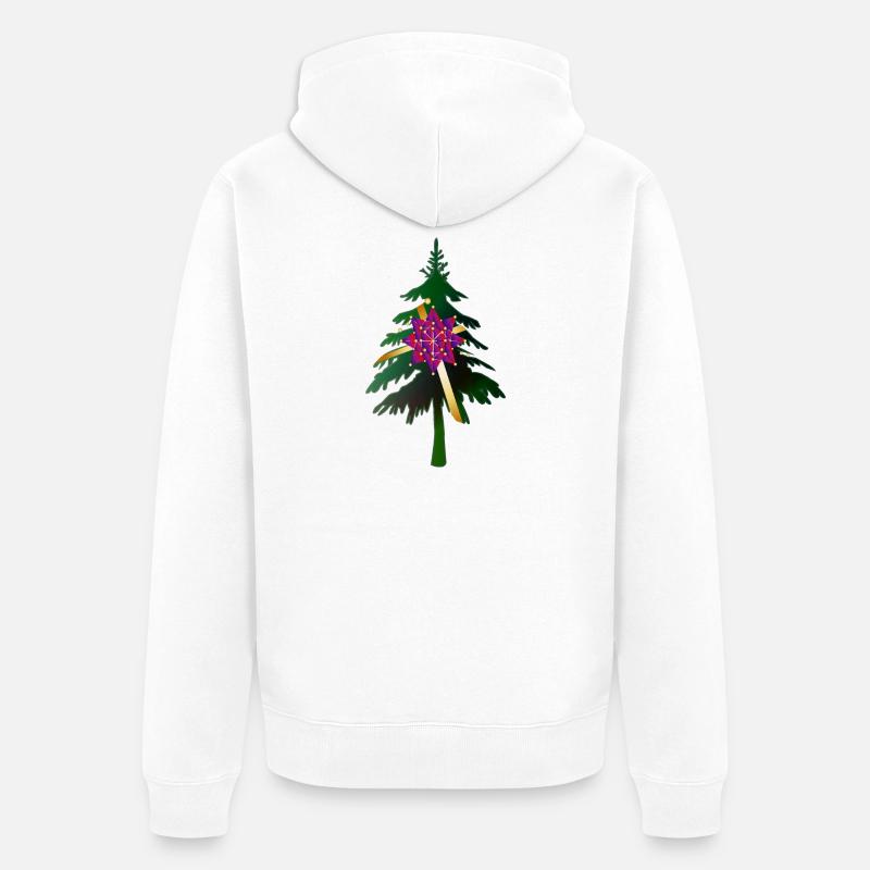 Christbaum oder Weihnachtsbaum & Geschenkschleife - Unisex Premium Bio Zip Hoodie - Weiß