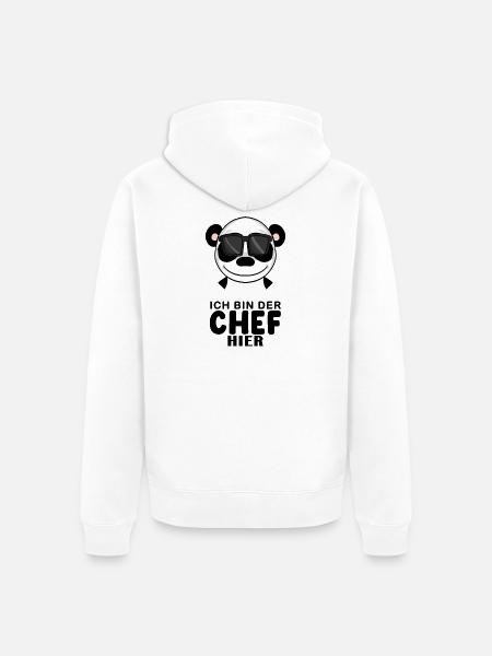 Chef Spruch Anführer Panda Motiv - Unisex Premium Bio Zip Hoodie - Weiß