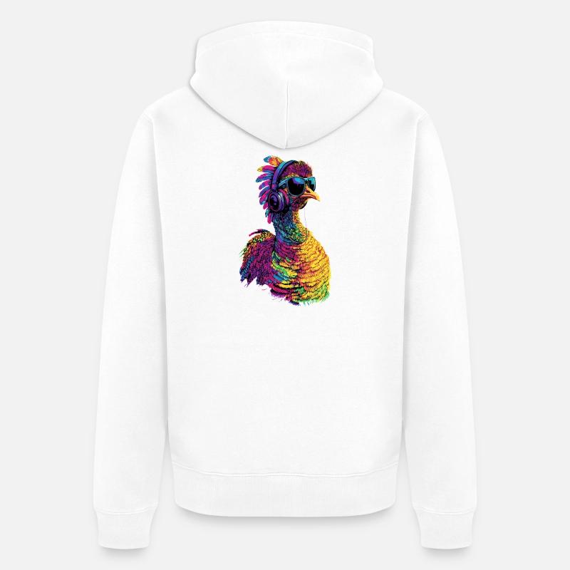 Dinde Poules Oiseaux Dinde - Veste à capuche bio Premium Unisexe - blanc