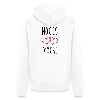 Ochre Wedding 71 Jahre Ehe - Unisex Premium Bio Zip Hoodie - Weiß - Hinten - Thijin (182cm)