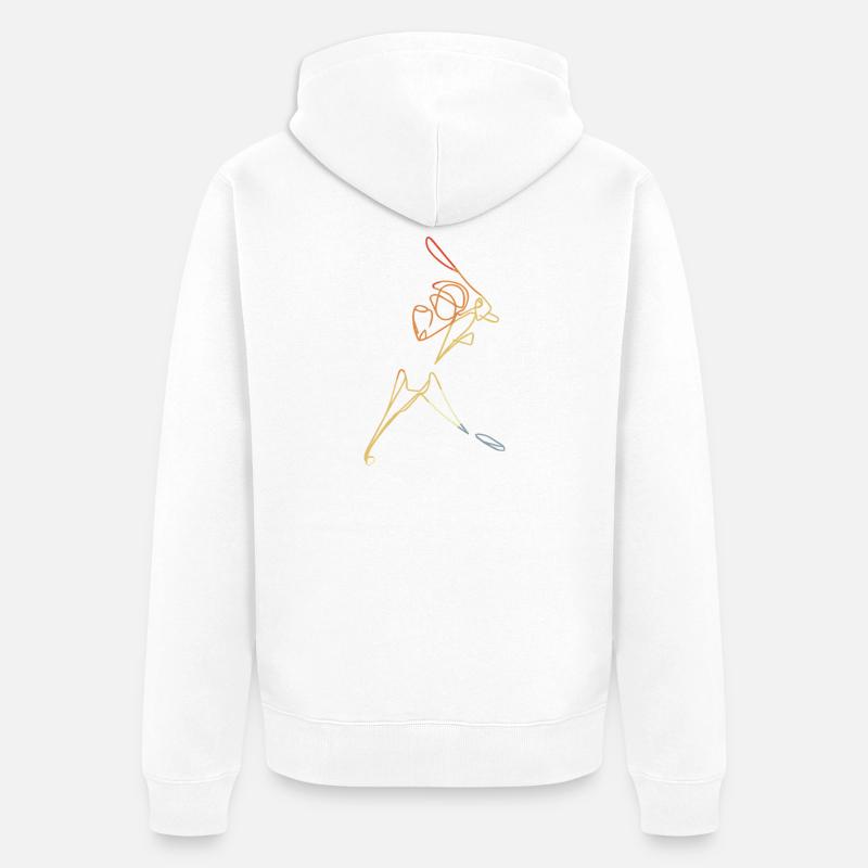 Sketch du joueur de cricket - Veste à capuche bio Premium Unisexe - blanc