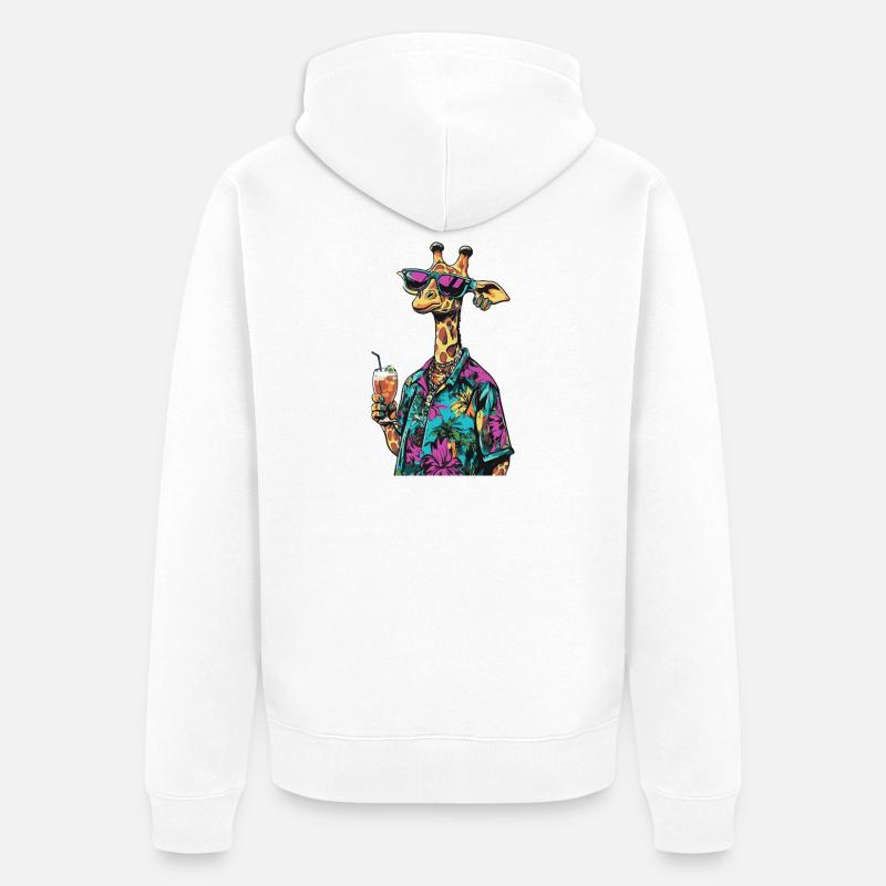 Giraffe Comic Sommer - Unisex Premium Bio Zip Hoodie - Weiß