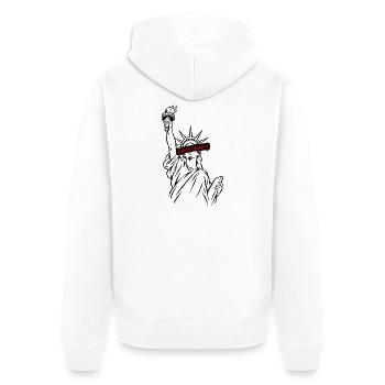 Freiheitsstatue – Liberté toujours! Punk Design - Unisex Premium Bio Zip Hoodie - Weiß - Hinten - Thijin (182cm)