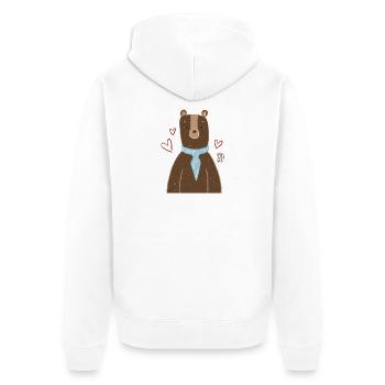 Un joli ours avec une écharpe bleue - Veste à capuche bio Premium Unisexe - blanc - Dos - Thijin (182cm)