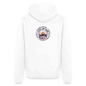 Level up your reality - Unisex Premium Bio Zip Hoodie - Weiß - Hinten - Thijin (182cm)