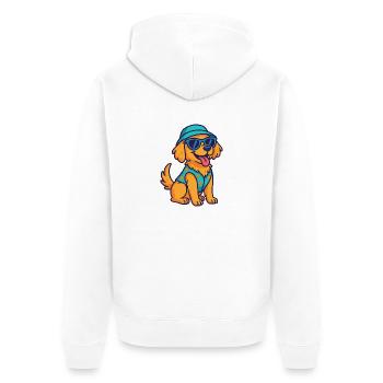 Cooler Hund – Süßer Cartoon mit Stil - Unisex Premium Bio Zip Hoodie - Weiß - Hinten - Thijin (182cm)