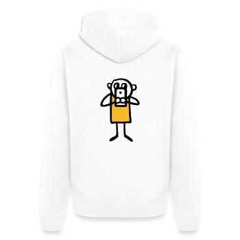 Hommes avec grand téléphone mobile - V2 - Veste à capuche bio Premium Unisexe - blanc - Dos - Thijin (182cm)