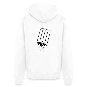 Salzstreuer Pfeffer - Unisex Premium Bio Zip Hoodie - Weiß - Hinten - Thijin (182cm)