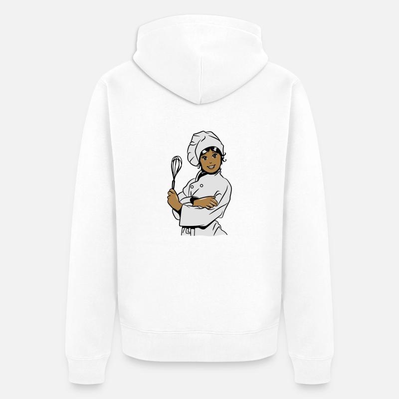 kochen mädchen - Unisex Premium Bio Zip Hoodie - Weiß