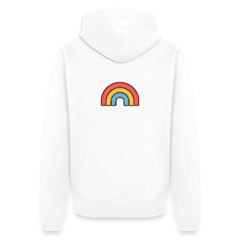 Heller Retro-Regenbogen - Unisex Premium Bio Zip Hoodie - Weiß - Hinten - Thijin (182cm)