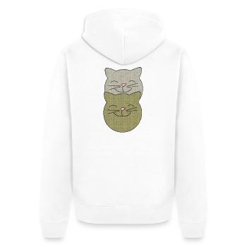 katzen zwillinge - Unisex Premium Bio Zip Hoodie - Weiß - Hinten - Thijin (182cm)