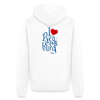 I love Regensburg ! - Unisex Premium Organic Zip Hoodie - white - Back - Thijin (182cm)
