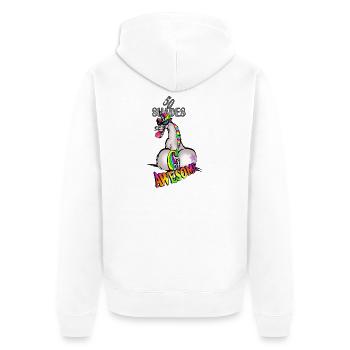 Unicorn 50 shadesawe - Unisex Premium Bio Zip Hoodie - Weiß - Hinten - Thijin (182cm)