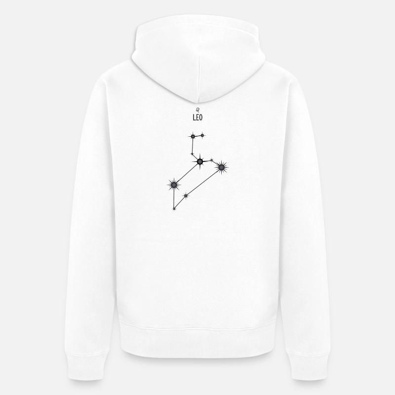 Sternzeichen Löwe Sternbild Sternbild Schwarz & Grau - Unisex Premium Bio Zip Hoodie - Weiß