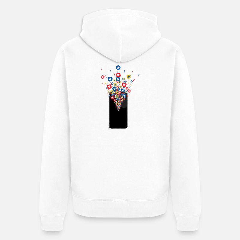 Le smartphone aime les feux d’artifice - Veste à capuche bio Premium Unisexe - blanc
