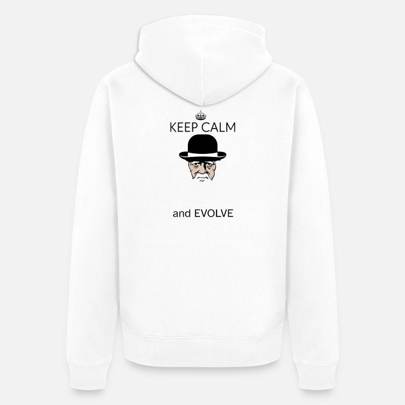 Darwin Keep Calm and evolve - Veste à capuche bio Premium Unisexe - blanc