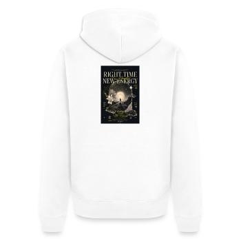 Right Time Neue Energie - Unisex Premium Bio Zip Hoodie - Weiß - Hinten - Thijin (182cm)