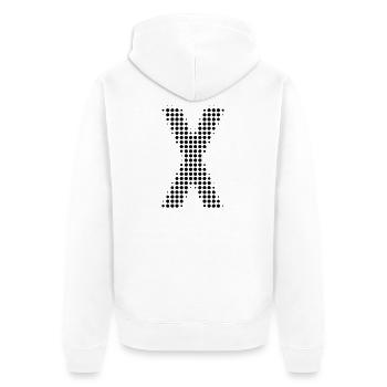 Buchstabe X – Punktmuster Initial Design - Unisex Premium Bio Zip Hoodie - Weiß - Hinten - Thijin (182cm)