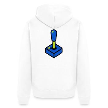 Retro Arcade Joystick Grafik - Unisex Premium Bio Zip Hoodie - Weiß - Hinten - Thijin (182cm)