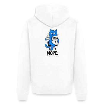 NEIN. STRG + Z – Katzennerd Computerhumor - Unisex Premium Bio Zip Hoodie - Weiß - Hinten - Thijin (182cm)