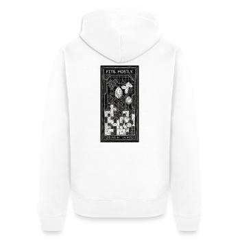 GRIDVOID - Unisex Premium Bio Zip Hoodie - Weiß - Hinten - Thijin (182cm)