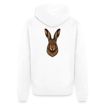 Der Hase - Unisex Premium Bio Zip Hoodie - Weiß - Hinten - Thijin (182cm)