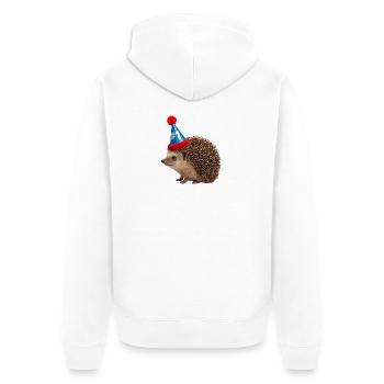 Hérisson festif avec chapeau de fête - Veste à capuche bio Premium Unisexe - blanc - Dos - Thijin (182cm)
