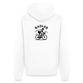 Radler Silhouette - Unisex Premium Bio Zip Hoodie - Weiß - Hinten - Thijin (182cm)