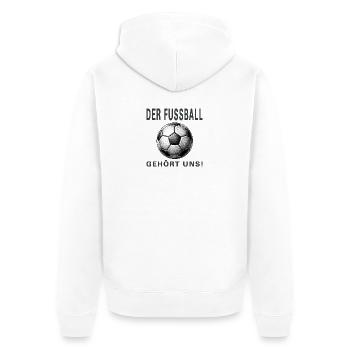 Der Fussball gehört uns - Unisex Premium Bio Zip Hoodie - Weiß - Hinten - Thijin (182cm)