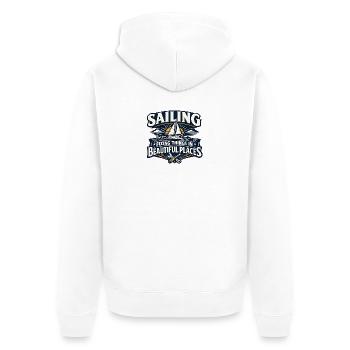 Sailing Repairs - Unisex Premium Organic Zip Hoodie - white - Back - Thijin (182cm)