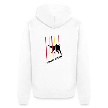 Agility Junkie_2_cb - Unisex Premium Bio Zip Hoodie - Weiß - Hinten - Thijin (182cm)